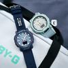 Casio Baby-G Shockproof Waterproof Casual Trendy Eco-Friendly Pet Tent Theme Quartz Movement Fabric Strap Watch Women watches Blue BGA-310C-3APRC