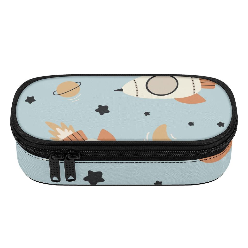 School Pencil Case Printed 300D Polyester Easy Open Zipper with Main Pocket Mesh Layer and Removable Pen Divider for Students