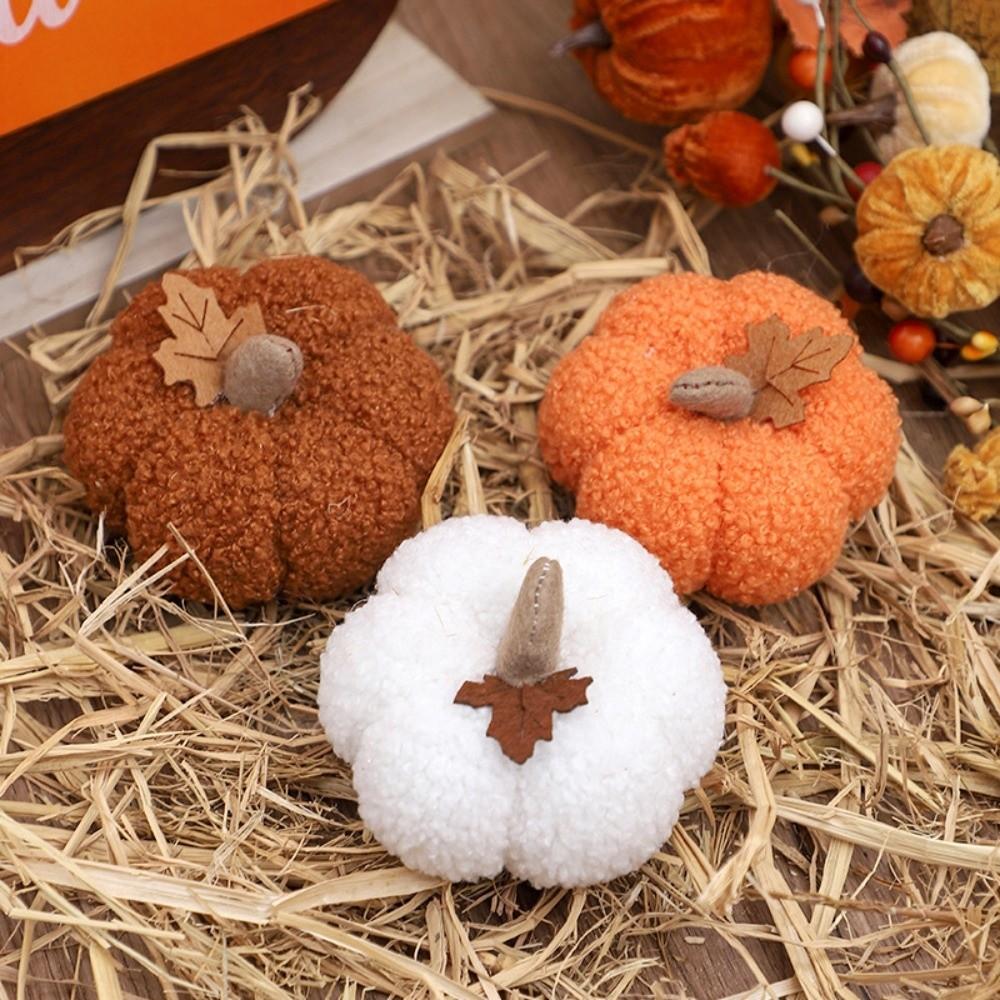 Soft Flocked Pumpkin Decor Plush Halloween Decoration Mini Pumpkin Ornament Farmhouse Home Decor