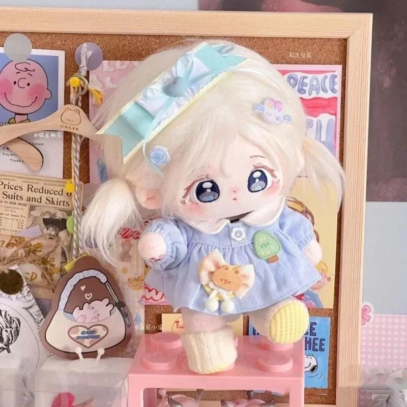 20 см Милая плюшевая кукла с белыми волосами Фигурка суперзвезды Мягкие набивные хлопковые куклы DIY Косплей Наряд Коллекция Игрушки для девочек Подарок