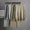 Women's Autumn Winter Oversized Knitted Suit Half Turtleneck Thickened Sweater Pant Two Piece Set