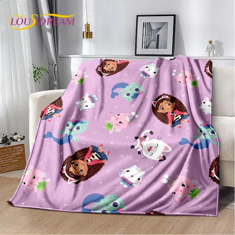 Cute Gabbys Dollhouse Cartoon Blanket,Soft Throw Blanket for Home Bedroom Bed Sofa Picnic Travel Office Rest Cover Blanket Gift