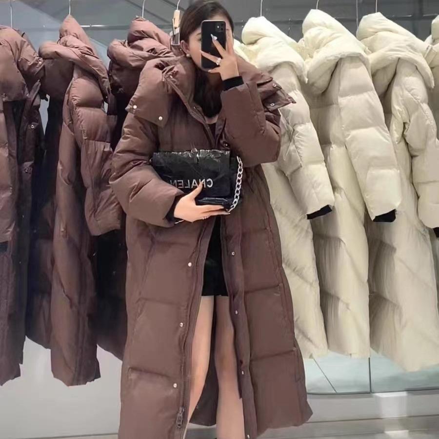 Высококачественная женская куртка-пуховик длиной до колена с утолщенным белым утиным пухом Pinghu, куртка-пуховик прилив