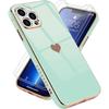 Protective Case - BOOLING - for iPhone 13 Pro - Turquoise - Set of 2 Tempered Glass - Cute Heart Pattern