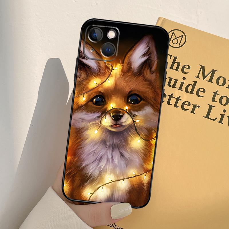 Милый Мультяшный Животный Лис Чехол для Телефона Для iPhone 17 16 15 14 13 12 11 Pro Max mini XR 16e 15 16 Plus 17 Air Полное Покрытие