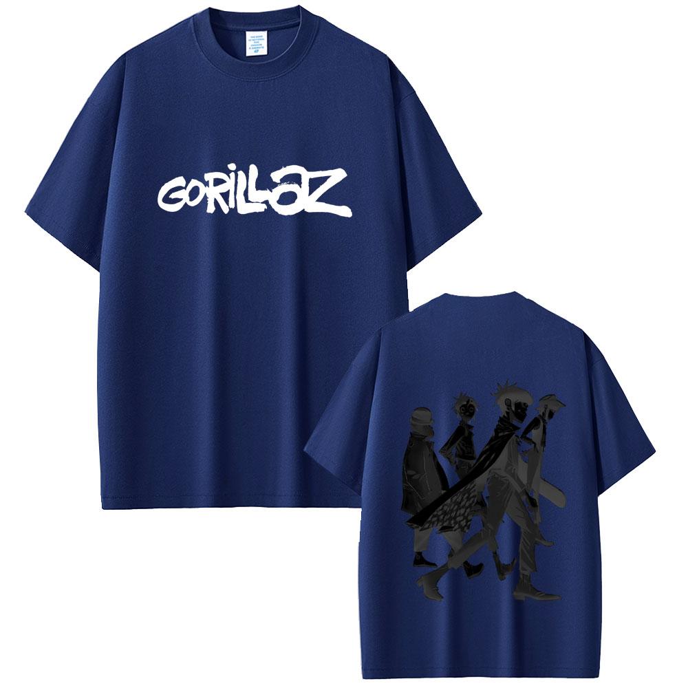 Ограниченный выпуск Футболка с принтом Gorillaz Мужская Женская Повседневная Свободная Футболка с круглым вырезом Мужская Мода Хлопковая Футболка Высокого Качества