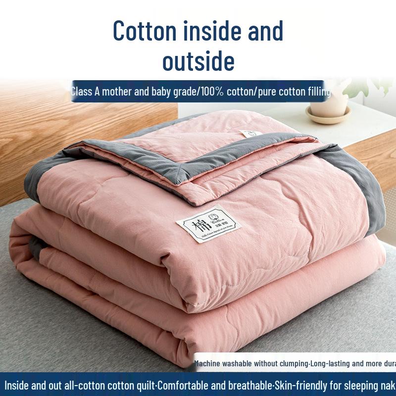 Стиганое одеяло из чистого хлопка - Мягкое, Легкое, Дышащее, Идеально для лета, Доступно в односпальном и двуспальном размерах.