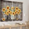 Retro Sunflower Floral Short Curtain Set 27.5 x 39 inches — Perfect for Kitchens Cafes Bathrooms Living Rooms and Bedrooms; Rustic Country-Style