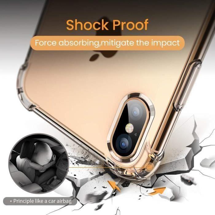 HK14652-Coque iPhone Xs-X, [Anti-Goutte][Crystal Clear]Coussin Pare-Chocs à Absorption d'airbag,Anti-Rayures Effacer Le Dos pour i