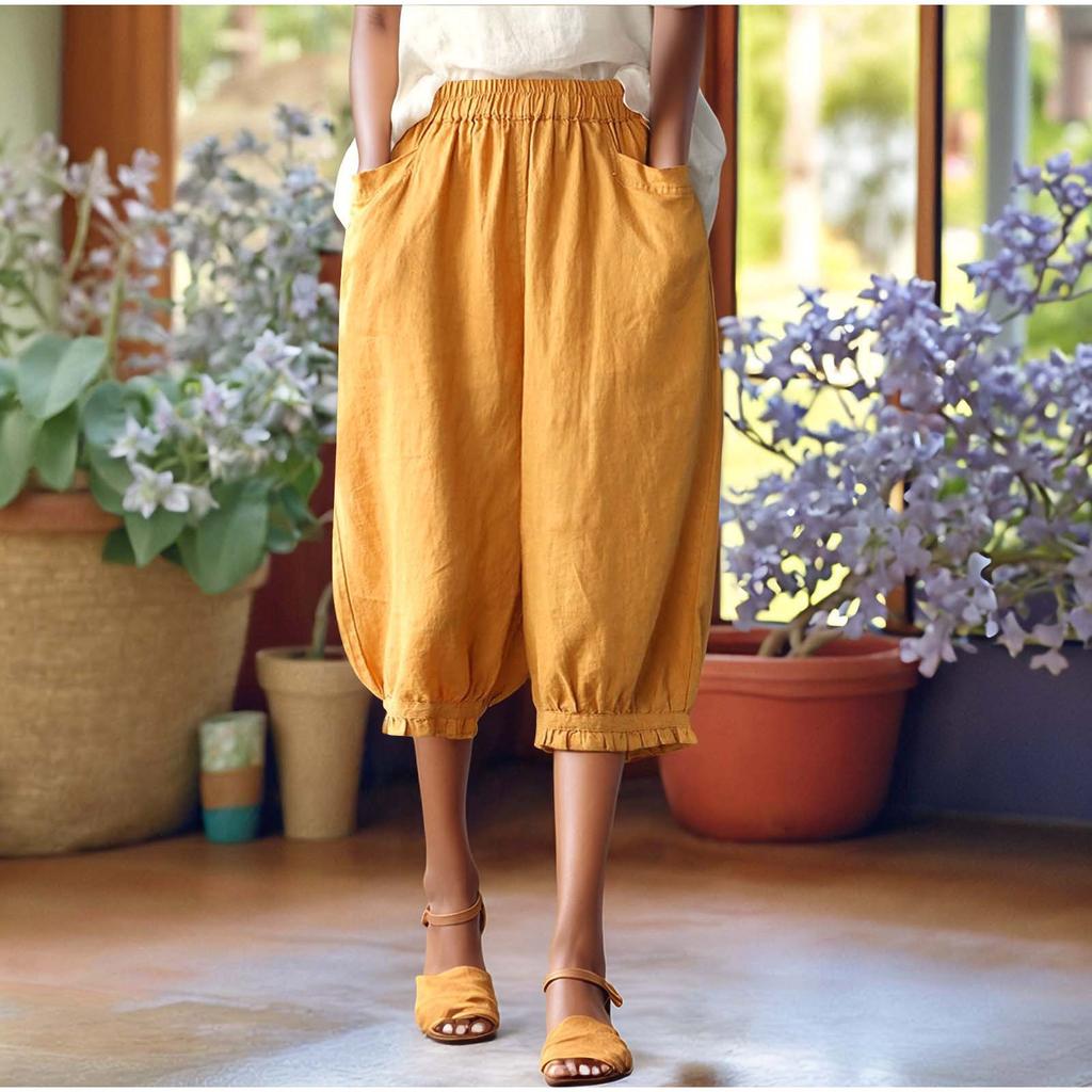 Женские модные однотонные свободные брюки большого размера с эластичной талией и маленькими штанинами, универсальные повседневные брюки-квотербеки