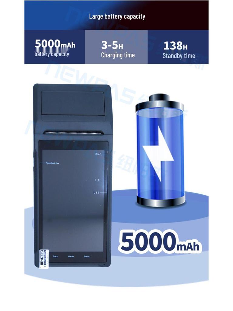 Smart Handheld PDA with 58mm Thermal Bluetooth Printer, SIM Card, WiFi, GPS Support