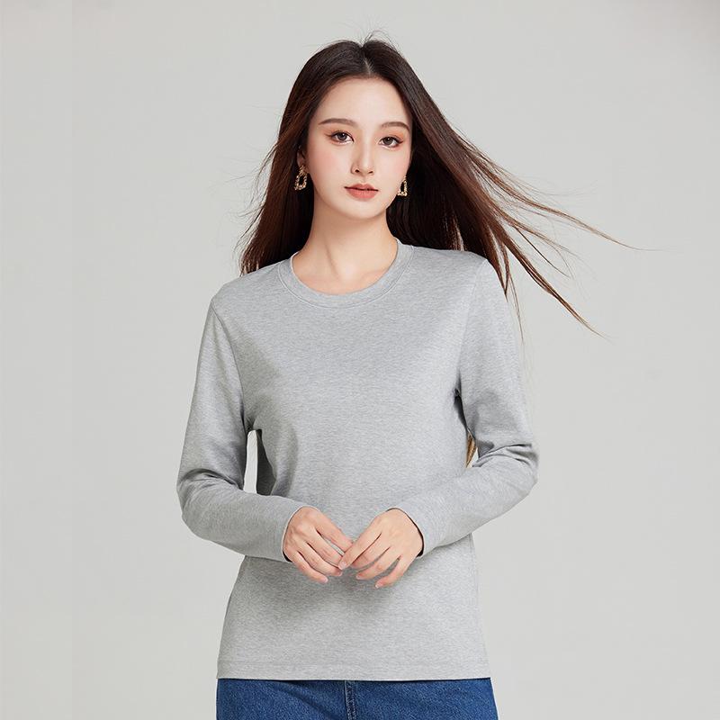 Женская футболка с длинным рукавом и круглым вырезом из хлопка Пима - Стильная и универсальная база для осени/зимы