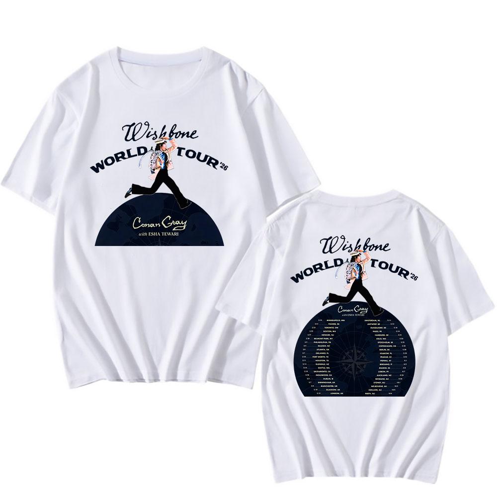 Wishbone World Tour 2026 Tshirts CONAN GRAY Singer Fashion T-shirt Short Sleeve Loose Cotton Male T Shirt Streetwear Unisex Tees