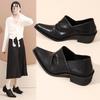 Fashion 2025 One-foot Loafer Commuter Platform Wizard Trendy Women's Heightening Head Leather Niche Casual Sderby Shoes