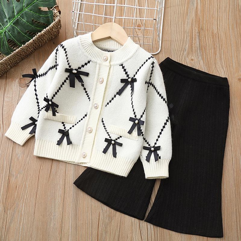 Baby Sweatshirt + Pants 2pcs Set Children Knitting Outfit for 2-6Years Kids Tracksuit Winter Girls Clothes