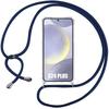 Protective Case - BOOLING - for Samsung Galaxy S24 Plus - Transparent - Shockproof - Navy Blue Lanyard