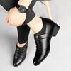 2025 Classic Dress Slip On Black Leather for Plus Size Point Toe Business Casual Men Formal Shoes for Wedding