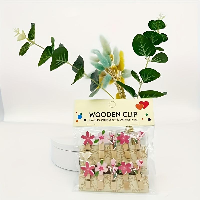 Декоративные деревянные прищепки - Отделка махагони, Розовый цветочный узор, Отлично подходят для хранения носков, нижнего белья и мелких вещей, Прищепки