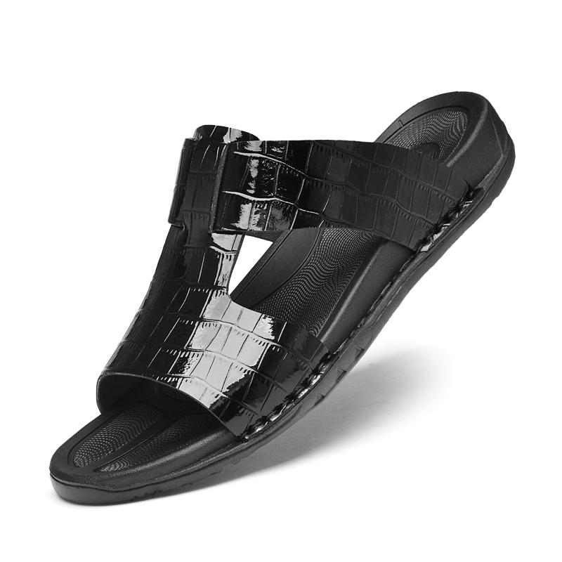 Модные мужские сандалии из натуральной кожи, летняя мужская обувь, повседневная, удобная, роскошная, полупрозрачная, крутая пляжная обувь, мужские тапочки