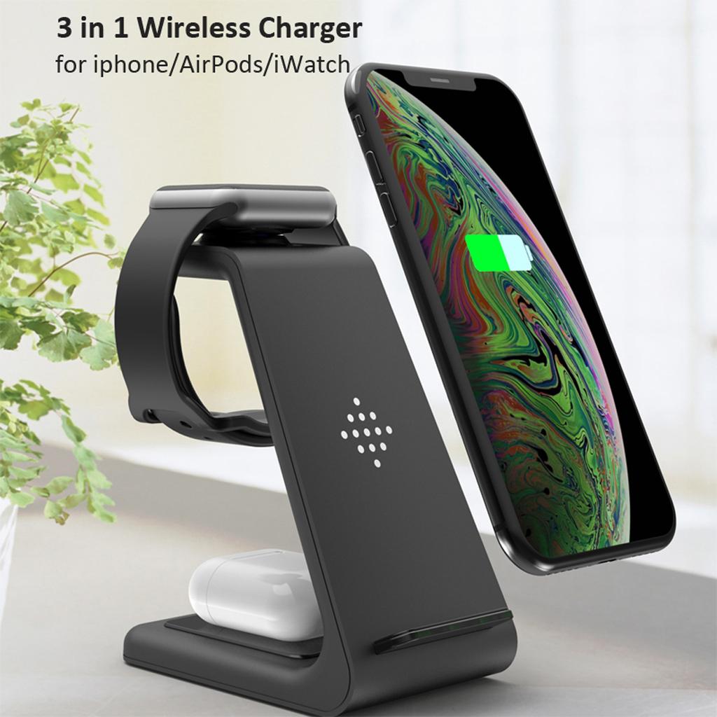 15W Wireless Charger Dock Fast 3 In1 Qi For iPhone/ Samsung /Huawei/Xiaomi/Aipods/ iWatch