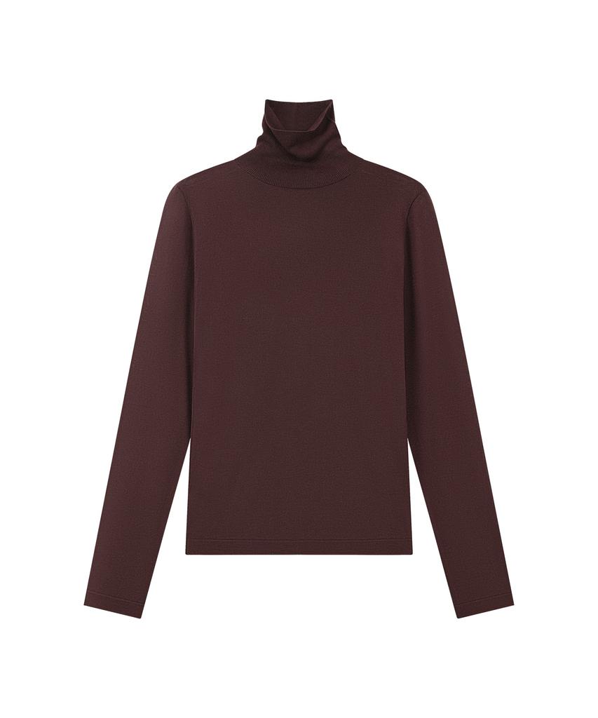 SIYAZU Sikn2205 Soft Slim Turtleneck Knit_Burgundy Brown