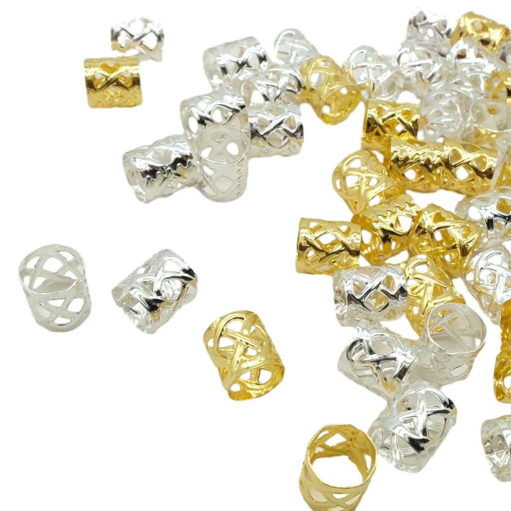 100PCS Hair Braid Dreadlock Beads Cuffs Clips Braid Spiral Braid Hair Extension for Accessories Hair Ring Mixing Color