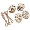 30pcs Easter Unfinished Wooden Ornaments Oval DIY Wooden Hanging Ornaments with 12 Paintbrush 30