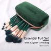 ENZO KEN Green Professional Makeup Brush Set with Travel Case Emerald Vegan Eye Shadow Brush Set Super Soft Hair Travel Cosmetic Brush Set of 12 with