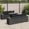 VidaXL Garden Lounge Set 7 Pcs with Cushions Black Wicker 3326736