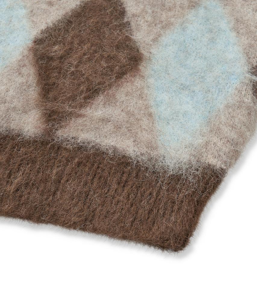 CUZNELLO Blend Argyle V-Neck Knit_Brown