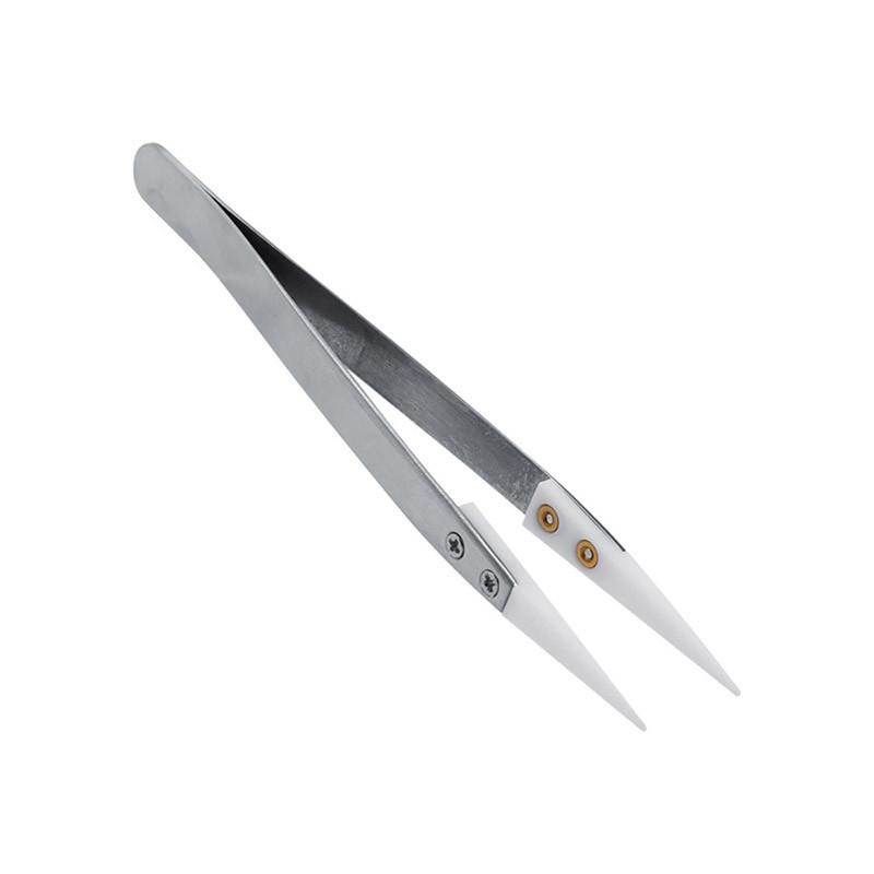 Steel Stainless Ceramic Pointed Tip Tweezer Heat Resistant Antistatic Antiacid