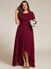 Ever-Pretty Women's Elegant Round Neck Ruffles Sleeve Chiffon Plus Size Evening Dresses with Asymmetrical Hem
