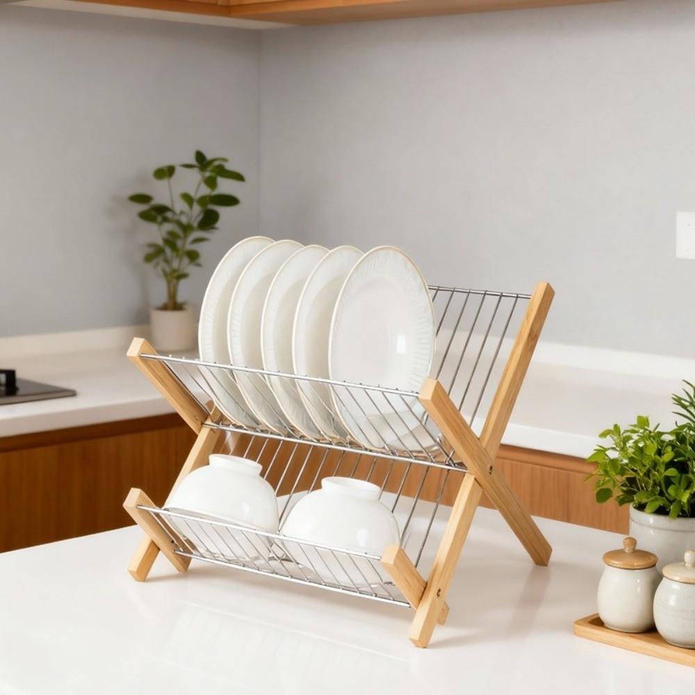Foldable Bamboo Drain Rack Bamboo Kitchen Storage Organizer New Foldable Dish Rack For Kitchen