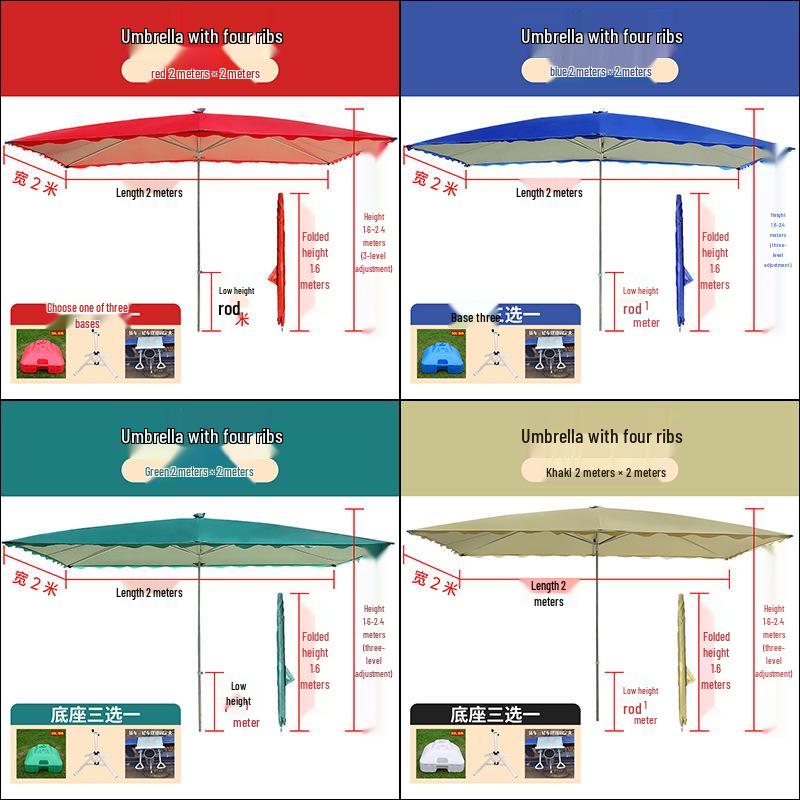 Large Rectangular Folding Patio Umbrella with Canopy Sun Protection