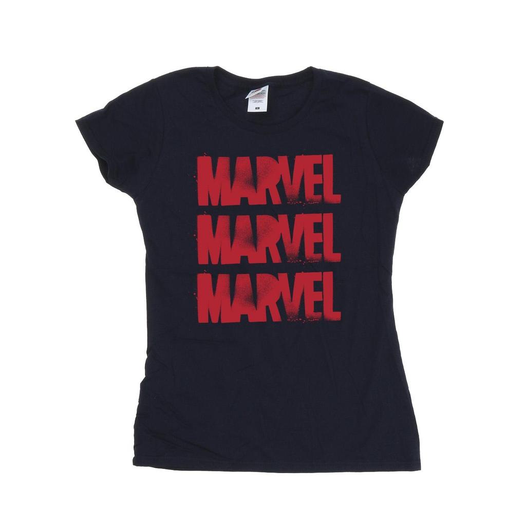Marvel Womens/Ladies Red Spray Logos Cotton T-Shirt