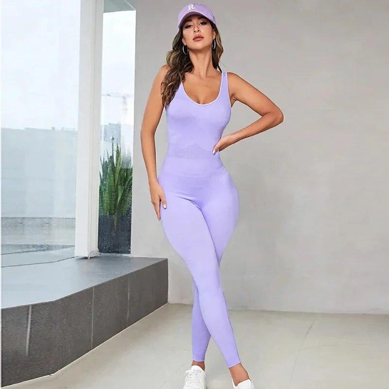 Сексуальный комбинезон с открытой спиной и открытой спиной, женский спортивный костюм для тренажерного зала, цельный боди, штаны для йоги, фитнес-комбинезон с пуш-ап, костюм 30158