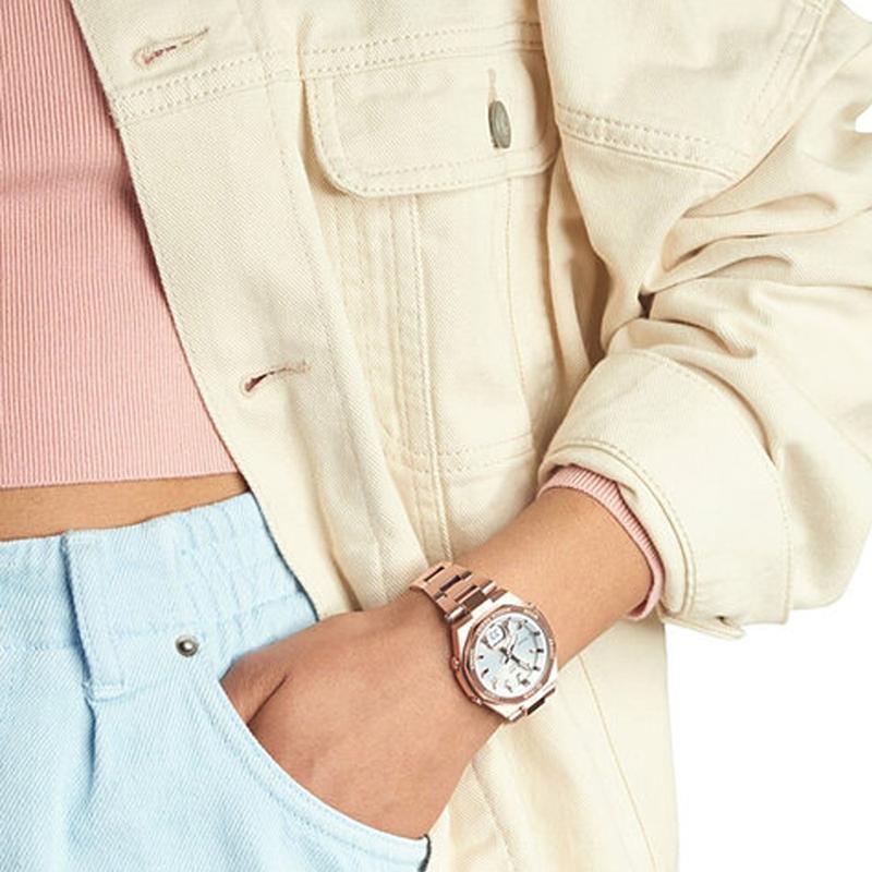 Casio BABY-G 100 метров водонепроницаемость кварцевый механизм стальной ремешок японские и корейские часы женские часы белый циферблат MSG-B100DG-9APR