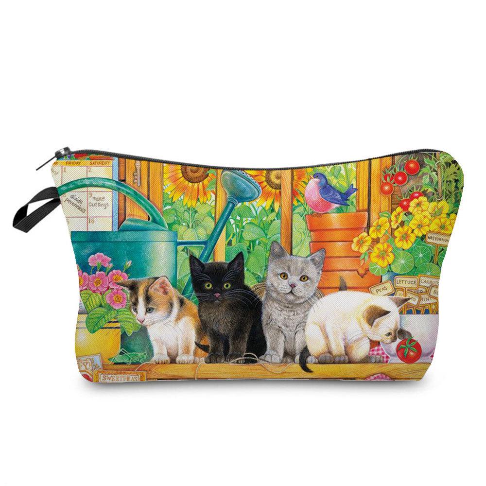 Женская косметичка с принтом кошки, органайзер для туалетных принадлежностей, дорожный чехол для хранения 6429
