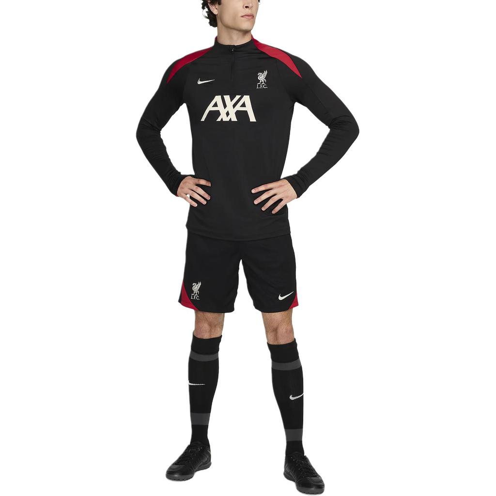 Nike Dri-FIT ФК Ливерпуль. Футболка мужская тренировочная с длинным рукавом Strike Color Block, удобная, черная FN9819-013