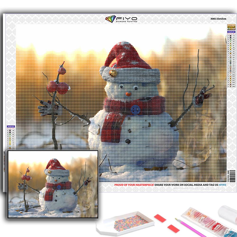 Алмазная картина Рождественская елка Санта-Снеговик Вышивка крестом Стразы Домашний декор