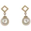 High-End Geometric Retro French Square Pearl Dangle Earrings for Women