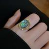 Elegant Real Natural White&Abalone Shell Rings for Women Special Design Double Sided Rotating Ring Charm Zircon Party Gift