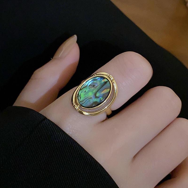 Elegant Real Natural White&Abalone Shell Rings for Women Special Design Double Sided Rotating Ring Charm Zircon Party Gift
