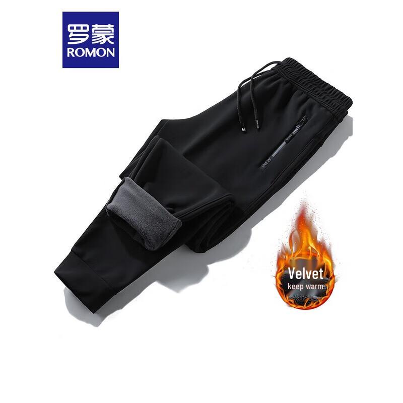 ROMON Men's 2025 New Thickened Fleece-Lined Straight-Leg Jogger Pants