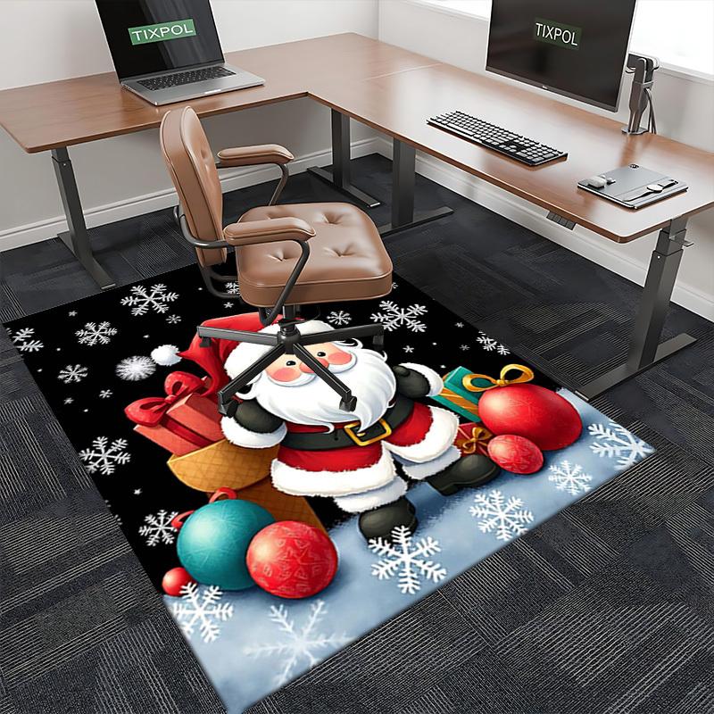 Christmas Santa Claus Chair Mat - Non-Slip Carpet for Office, Home Decor, Living Room, Bedroom, Game Room & Dormitory - Anime Cartoon Design Holiday G
