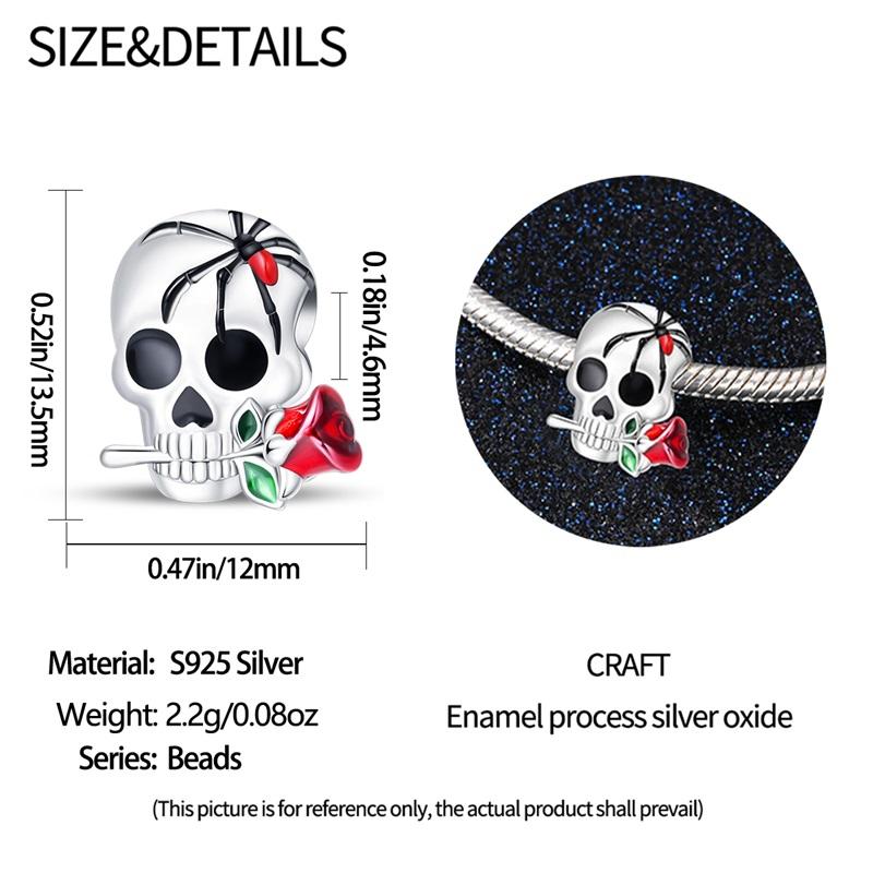 Halloween Party Copper Gothic Rose Spider Skull Beads Fit Charms Diy Bracelet For Jewelry Making Women Gift