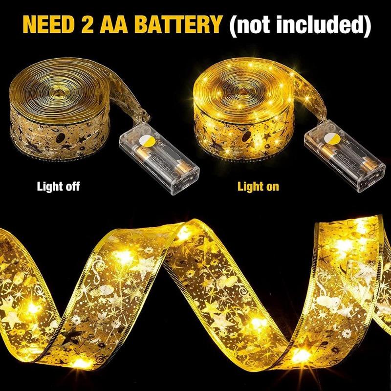 1/3/5 м Рождественская лента для украшения елки, светодиодные ленты, сделай сам, бронзовая кружевная лента, гирлянда для Нового года, Рождества, вечеринки, украшения дома