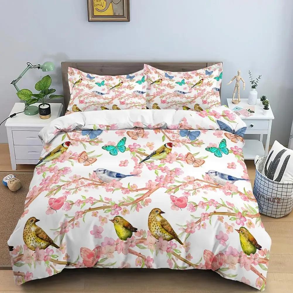 3D Printed Classic Flower Blue Gold Bedding Set Single Twin Double Queen King Cal King Size Bed Linen Set