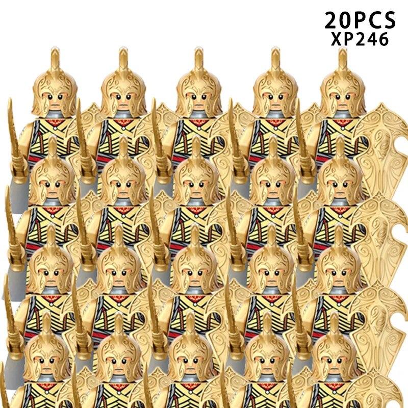 MOC средневековые военные армейские строительные блоки, римский солдат, меч, фигурки, рыцари, щит, оружие, аксессуары, кирпичи, игрушки