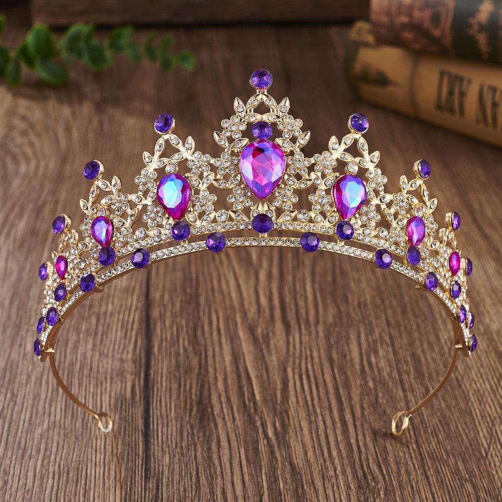 Shiny Baroque Crown Elegant Princess Rhinestone Crown Exquisite Bridal Tiara Women/Girls